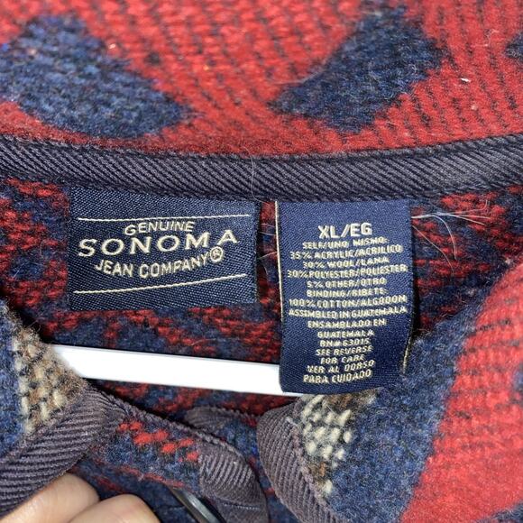 Vintage Cottagecore Jacket Unisex XL Blue Winter Mountains Cabin Wool Cardigan - Picture 4 of 9